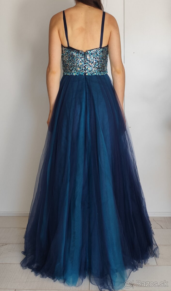 Tmavomodré - tyrkysové šaty - 3