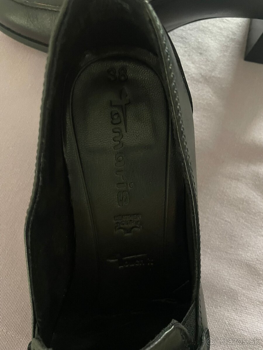 Tamaris dámske kožené poltopánky - čierne, veľ. 38 - 3