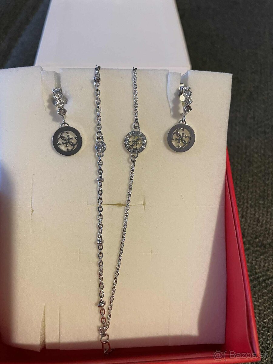Predám súpravu Guess - náušnice, náramok - nenosené - 3