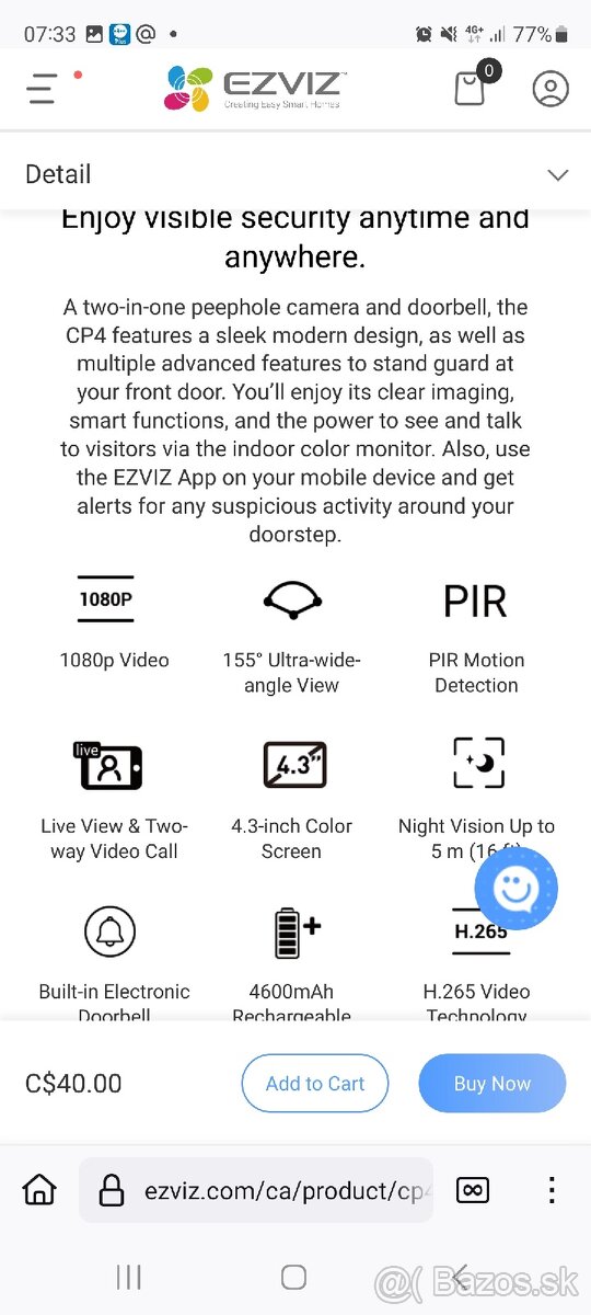 Ezviz CP4 smart kukatko v zaruke nove PC 189 EUR Hikvision - 3