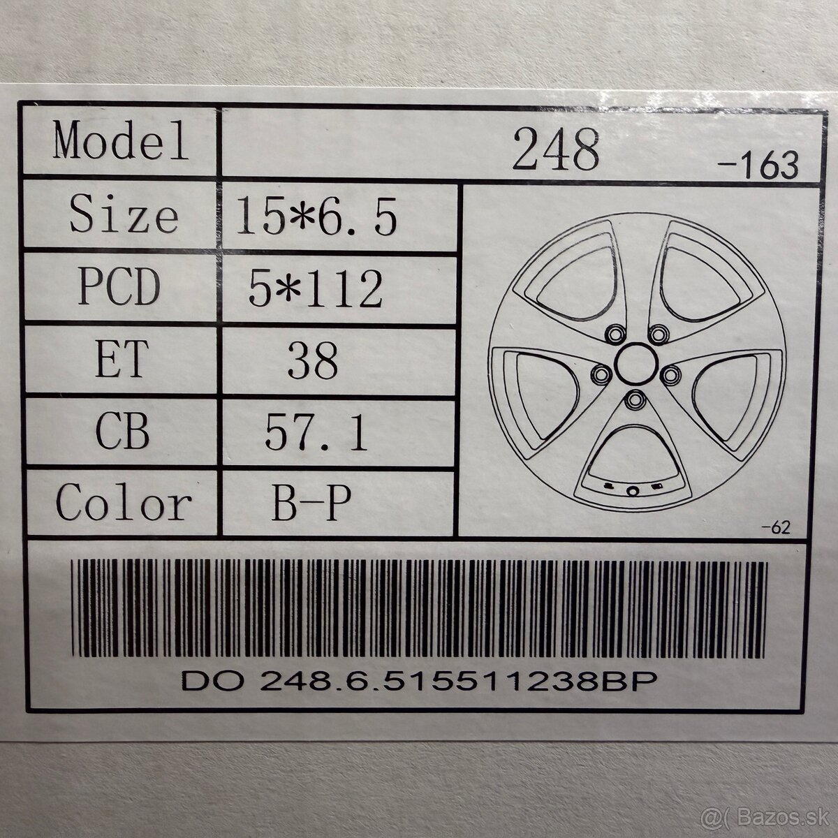 Disky 5x112 r15 6,5J ET38 57,1 - 3