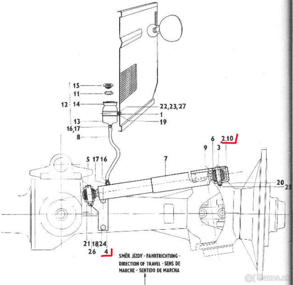 Spojovacia tyc a drziaky prednej napravy - 3