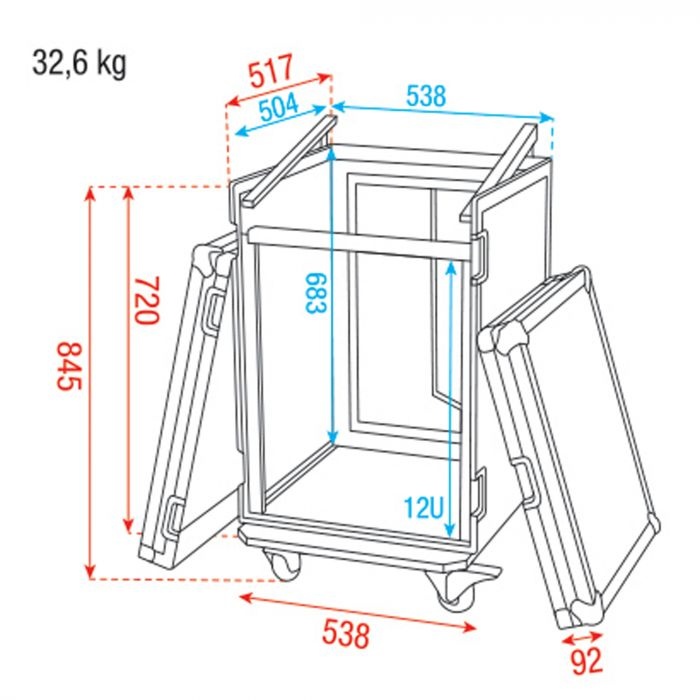 Prenosný rack COMBI CASE 12+10U - 3