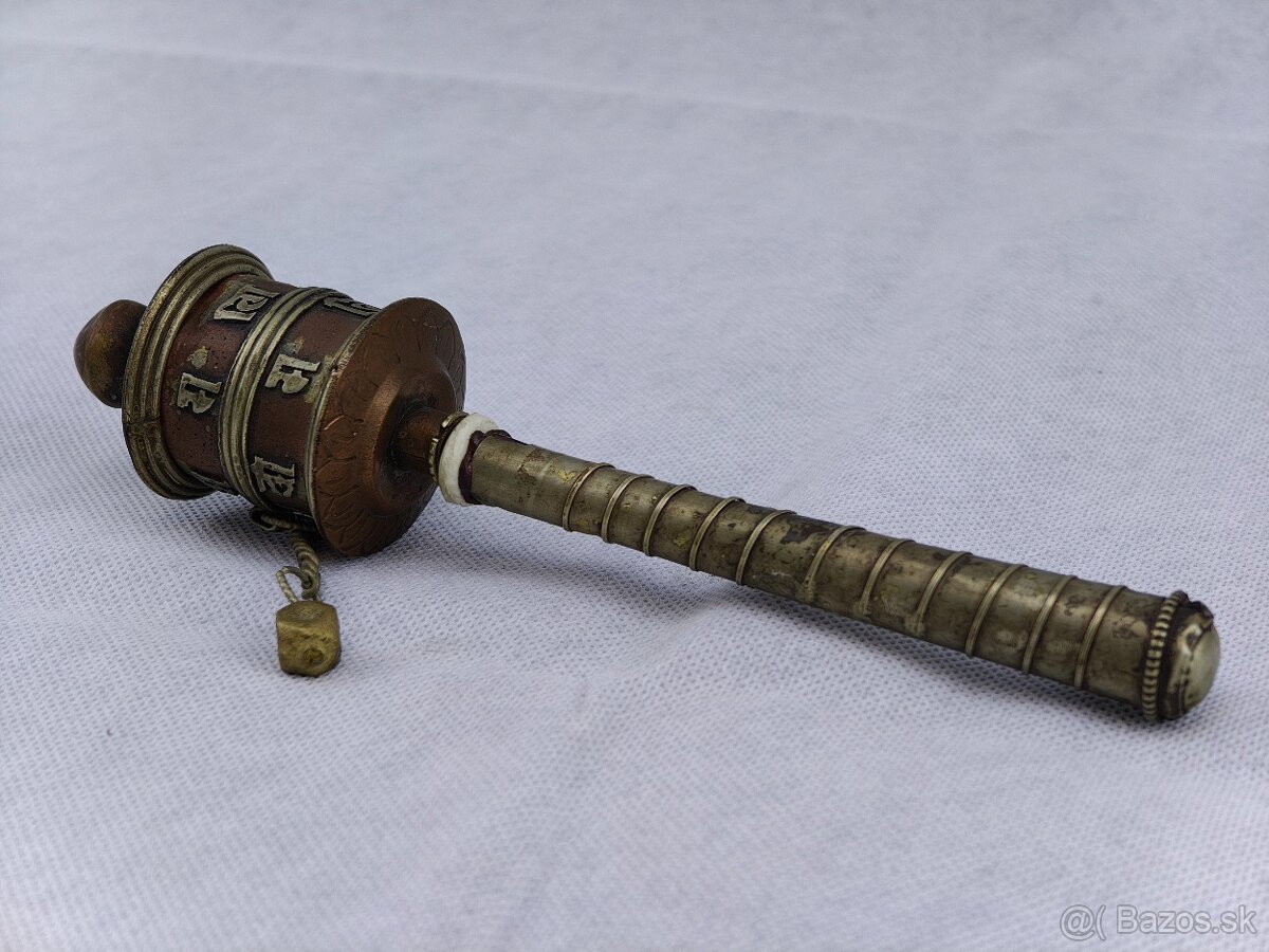 Starožitný strieborný budhistický modlitebný mlynček - 3