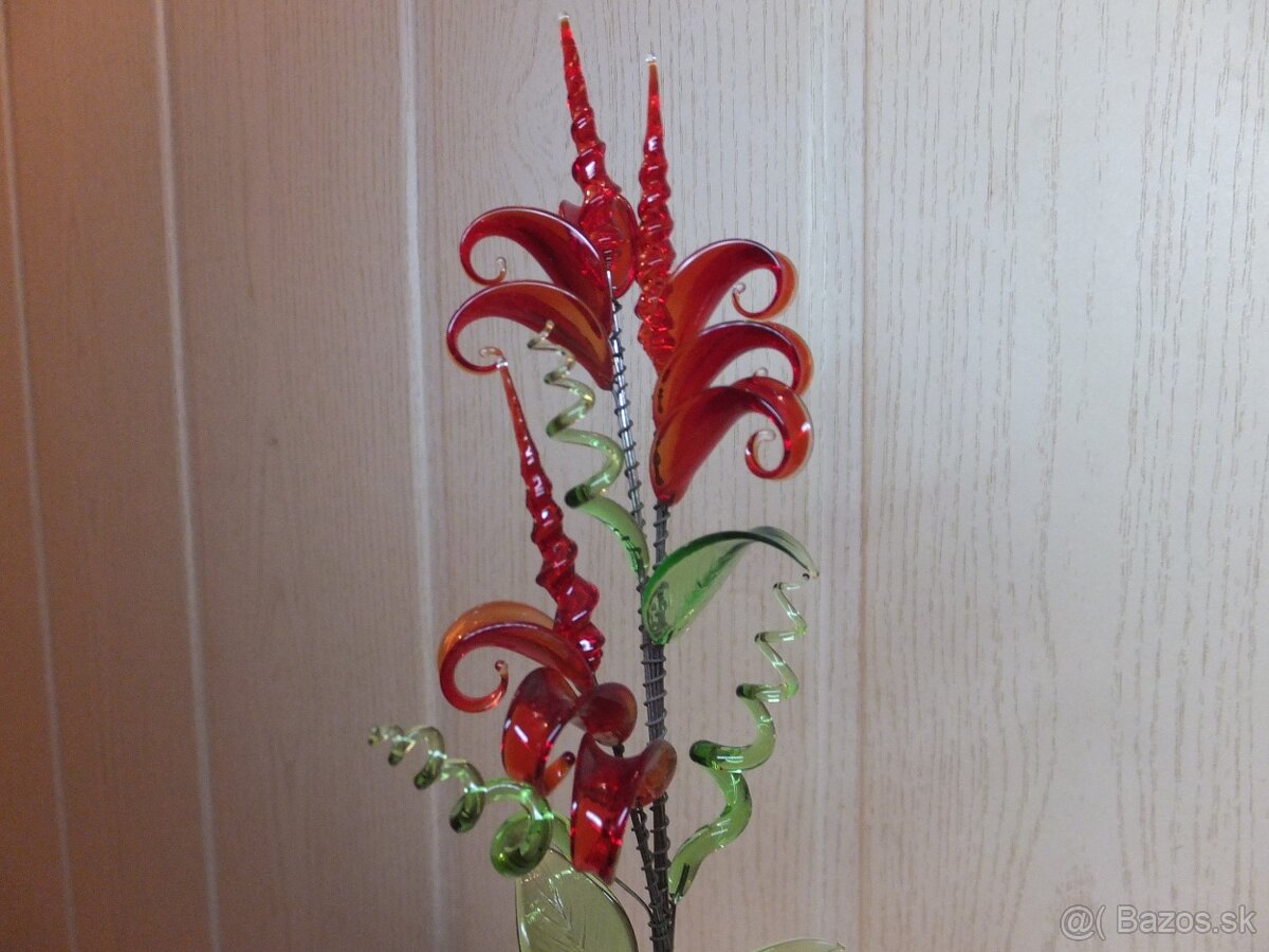 Starožitná krásná skleněná kytička, Jaroslav Brychta ŽBS. - 3