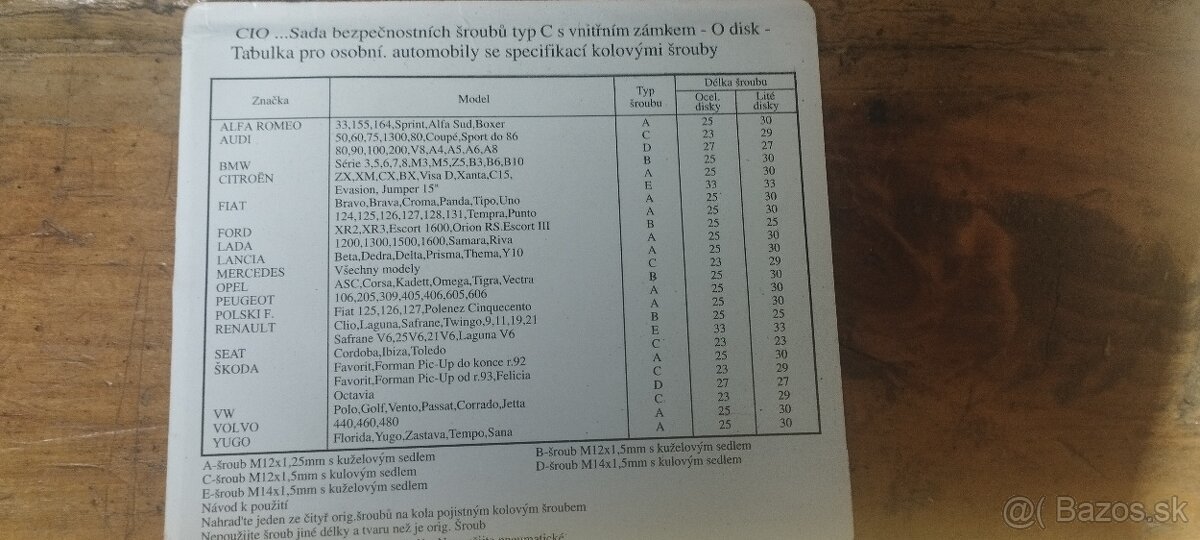Predám bezpečnostné skrutky kolies - 3
