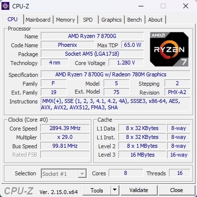 AMD Ryzen 7 8700G, 4.20 GHz, 16 MB Cache, socket AM5 - 3