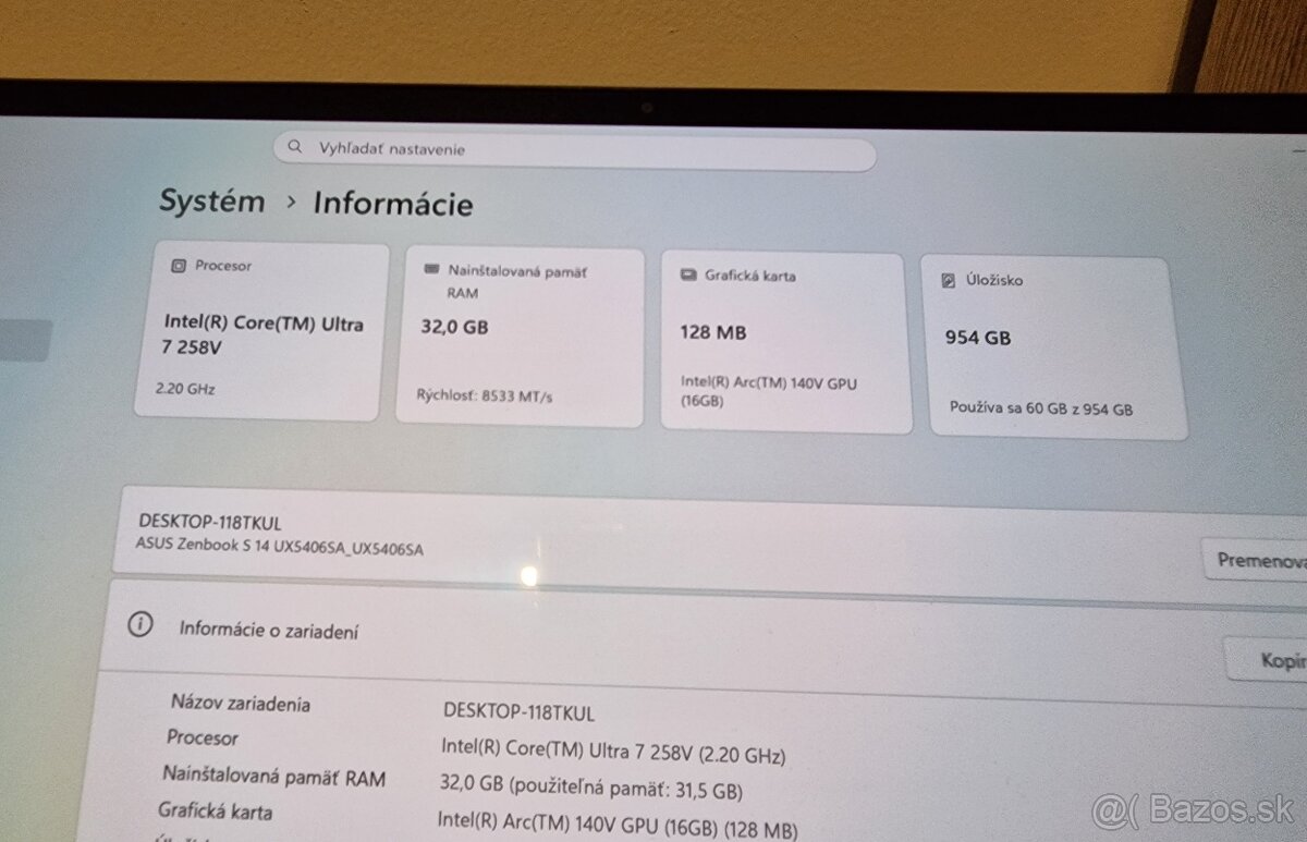 Asus zenbook s14 oled ultra 7 - 3
