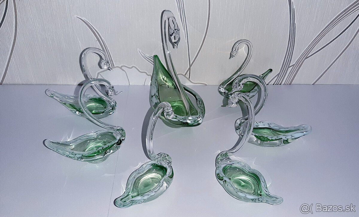 Sada zelených labutí - hutné sklo - 3