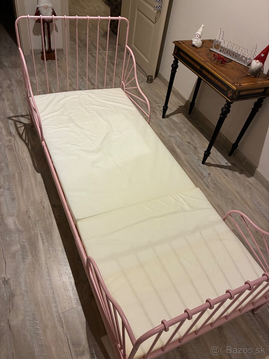 Rastúca detská posteľ s roštom, svetloružová, 80x200 cm - 3