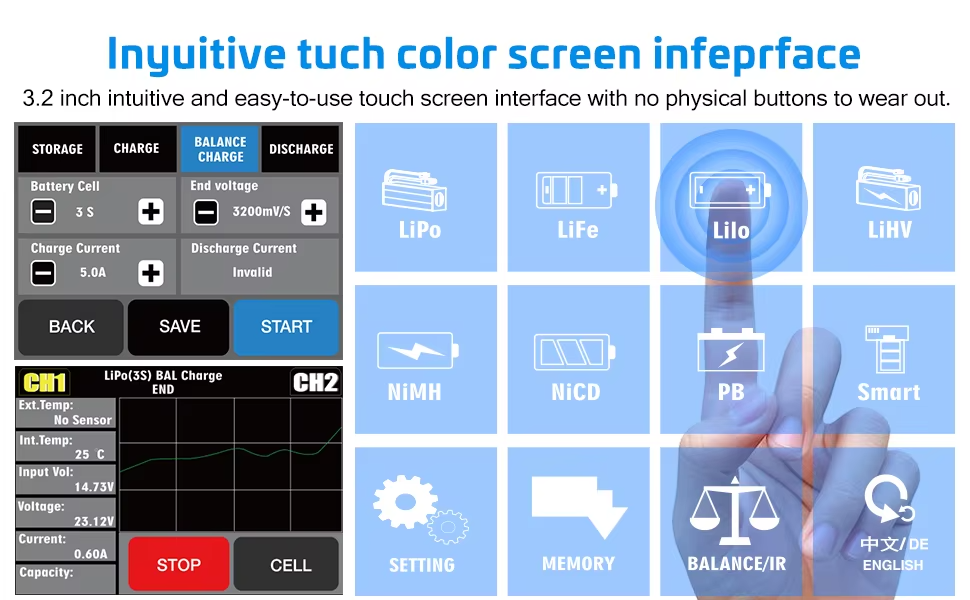 Modelarska nabijacka HTRC T240 Duo LiION, Pb, LiFePO4.. - 3