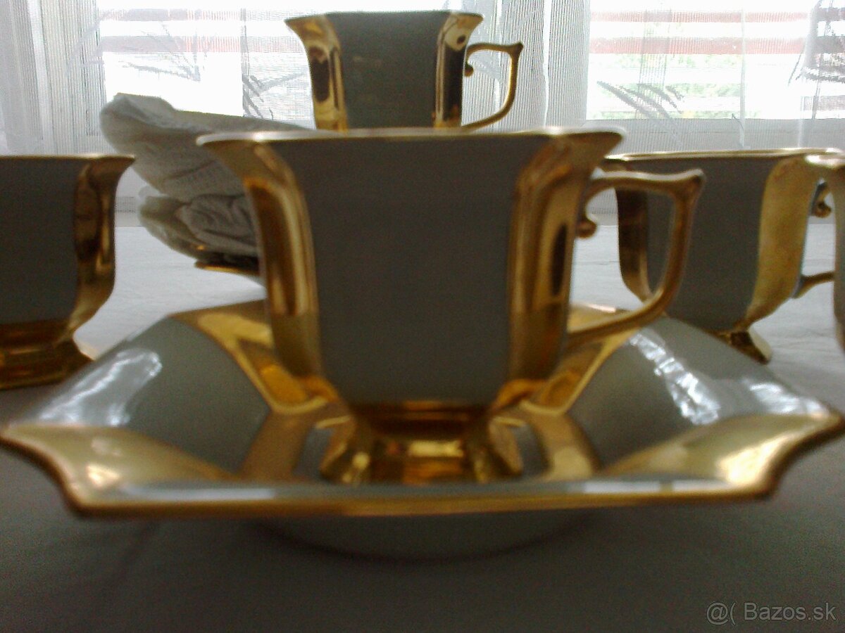 Kávová súprava - zlatá - porcelán - 3