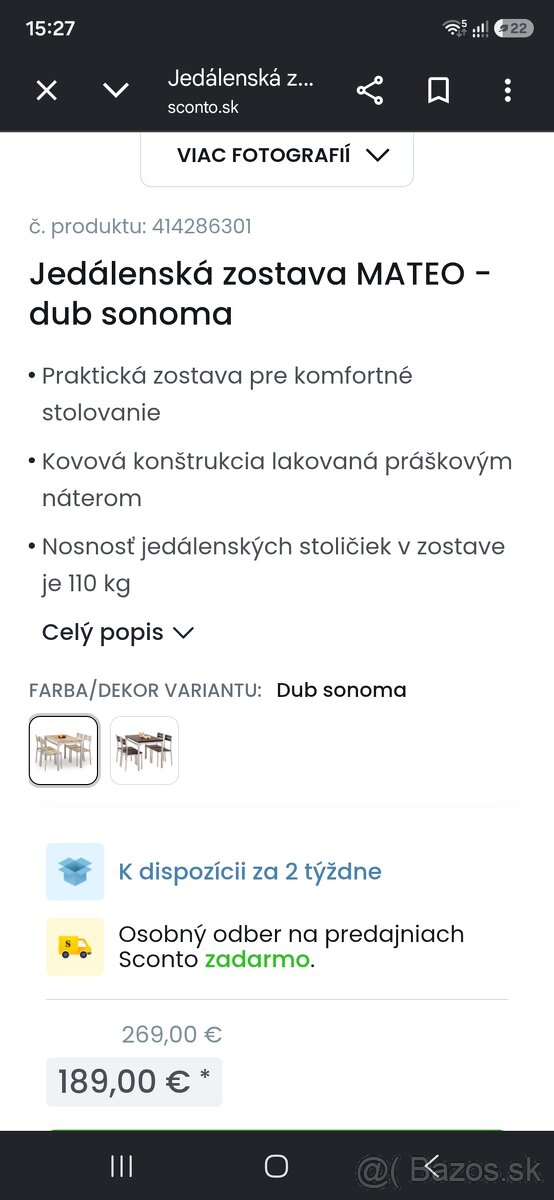 Jedálenský stôl a stoličky - 3