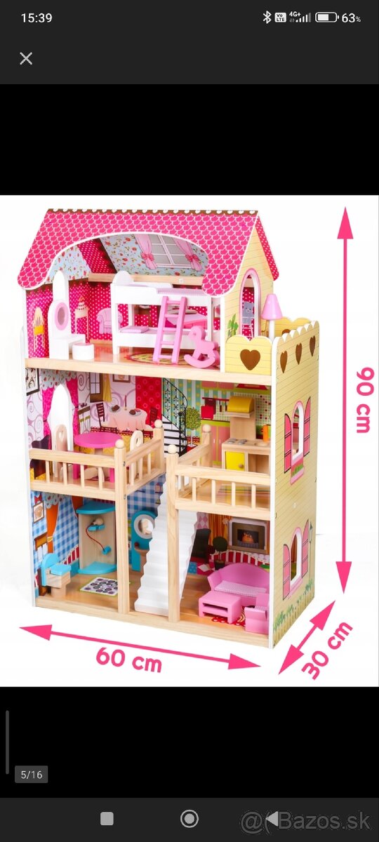 Predám veľký drevený domček pre bábiky - 3