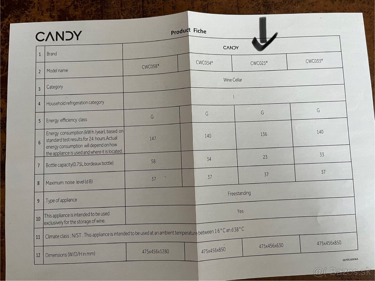 Chladnička na víno CANDY CWC023m - 3