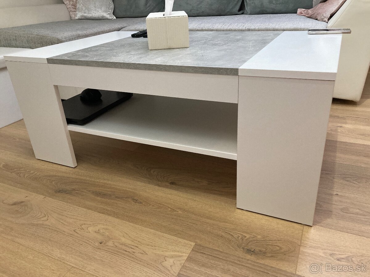 Konferenčný stôl biely a betón - 3