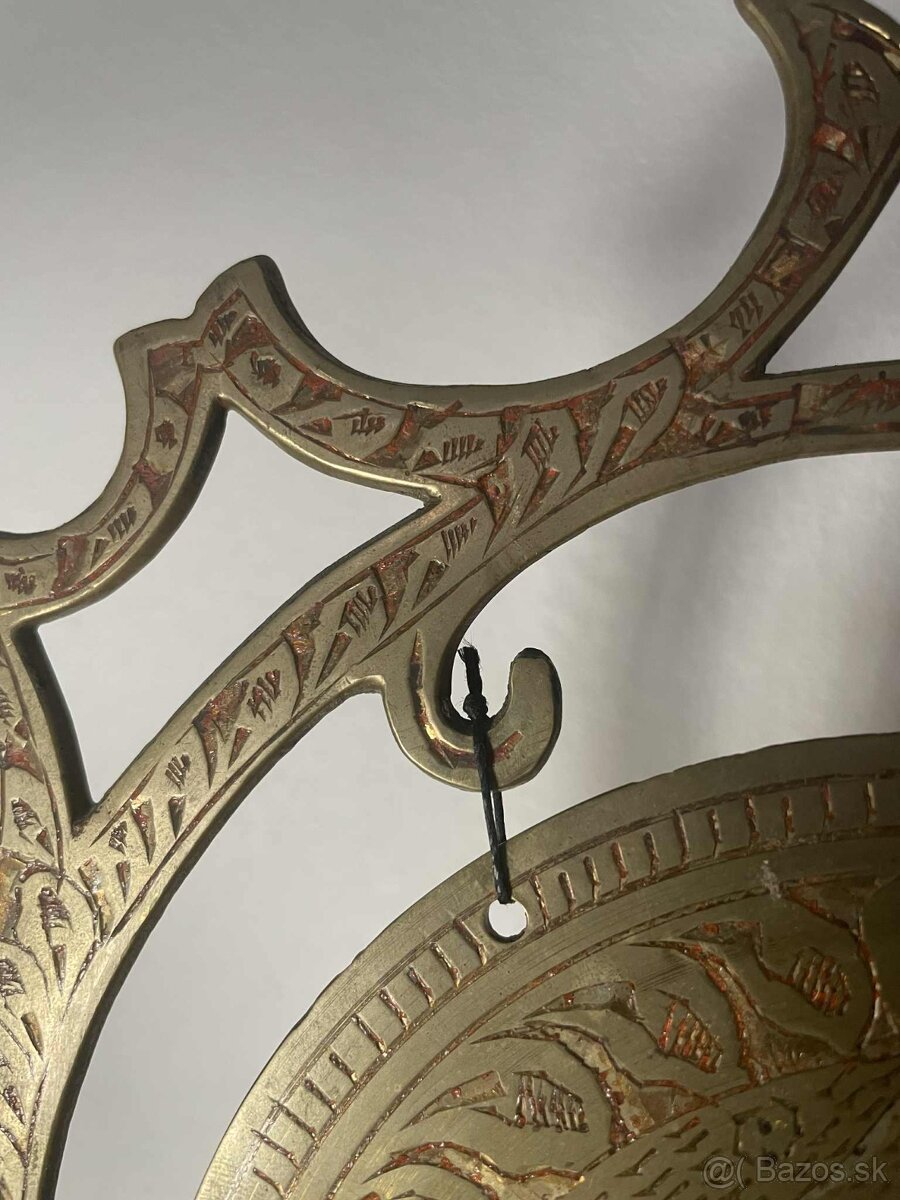 Mosadzný zdobený malý gong. - 3