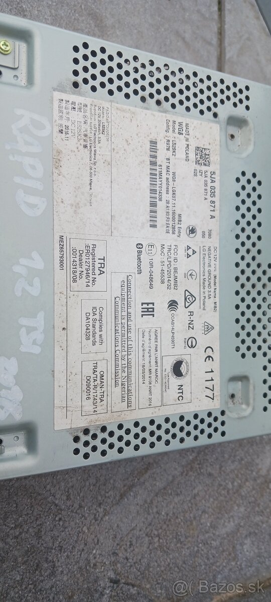 Predám autorádio- Škoda Rapid, Škoda Fabia III,Seat Toledo - 3