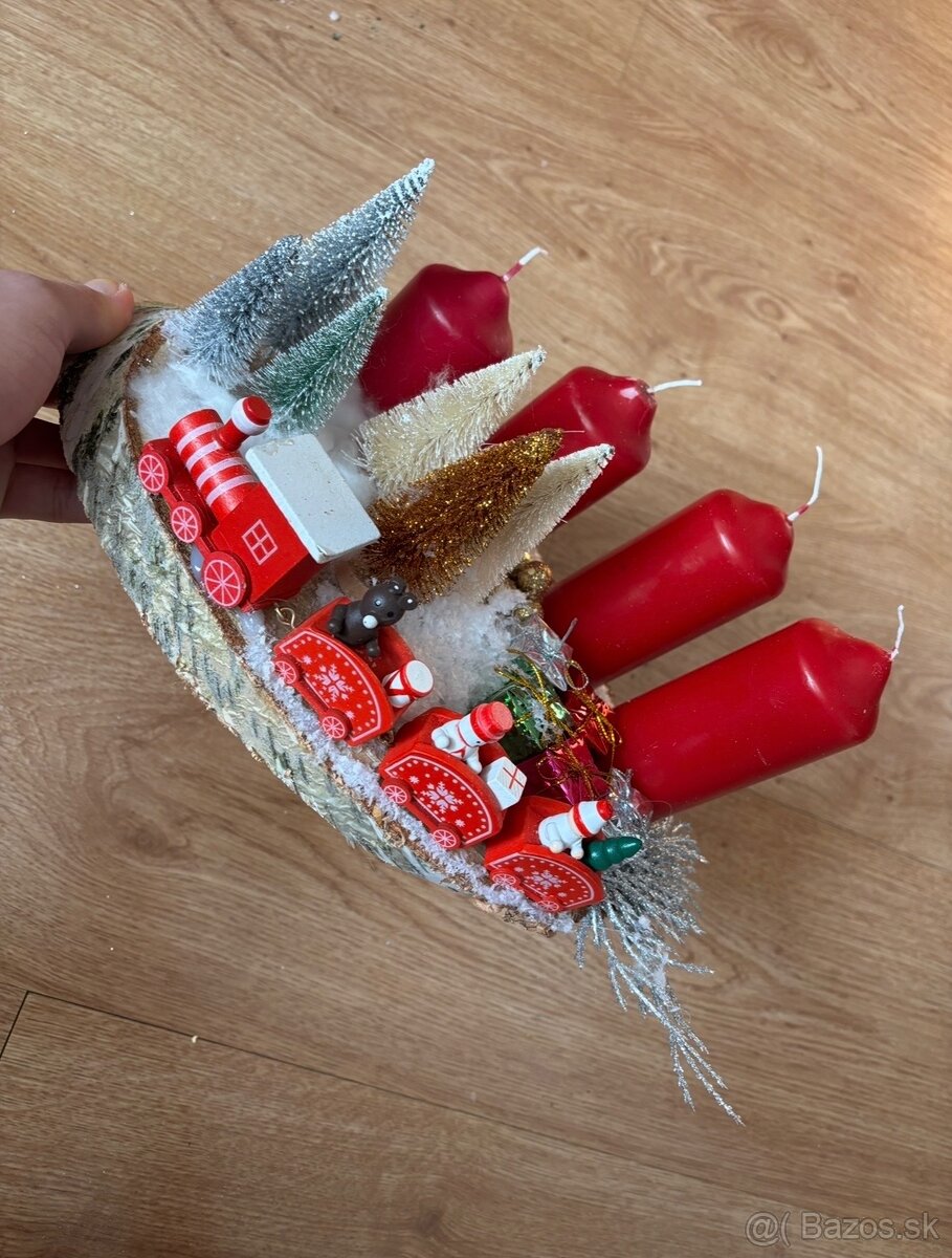 Vianočná dekorácia handmade na dreve - 3