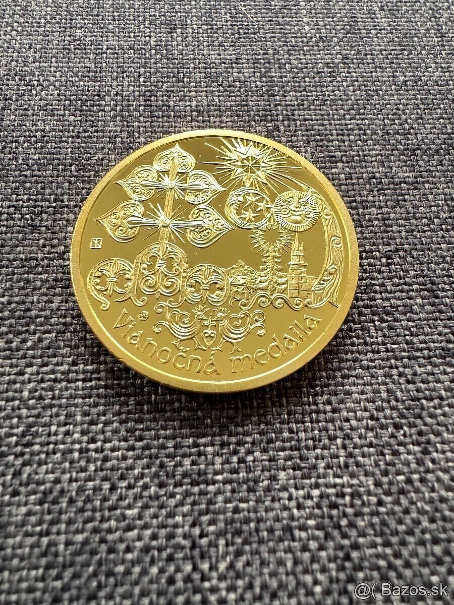 Medaila mosadzná pozlátená - Vianočná medaila v kapsli 19 g - 3