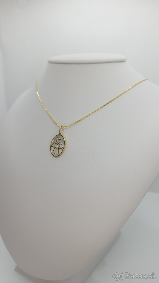 Zlatý náhrdelník lanko s anielikom - 3