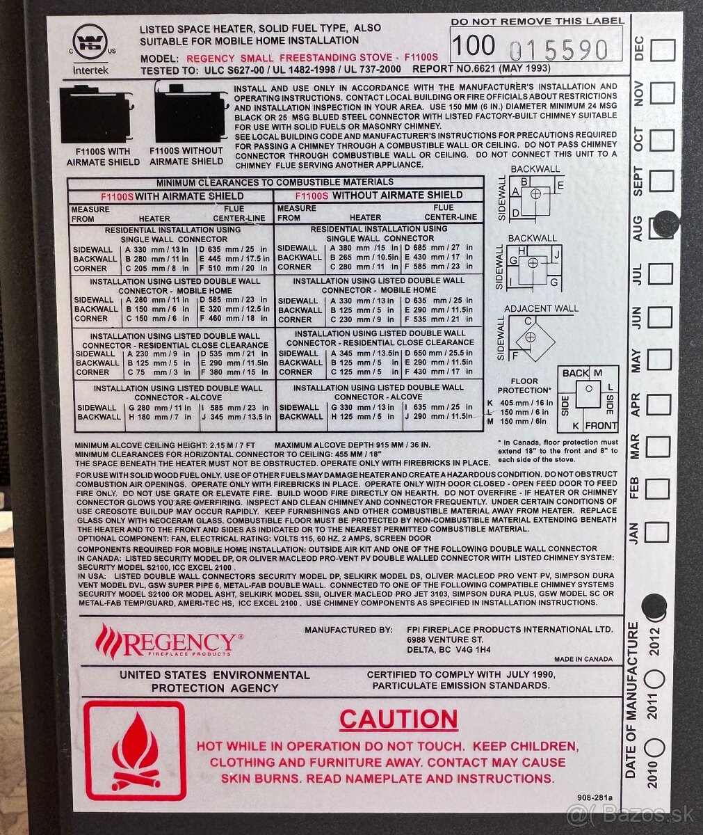 Regency 1100 kanadské krbové kachle - 3