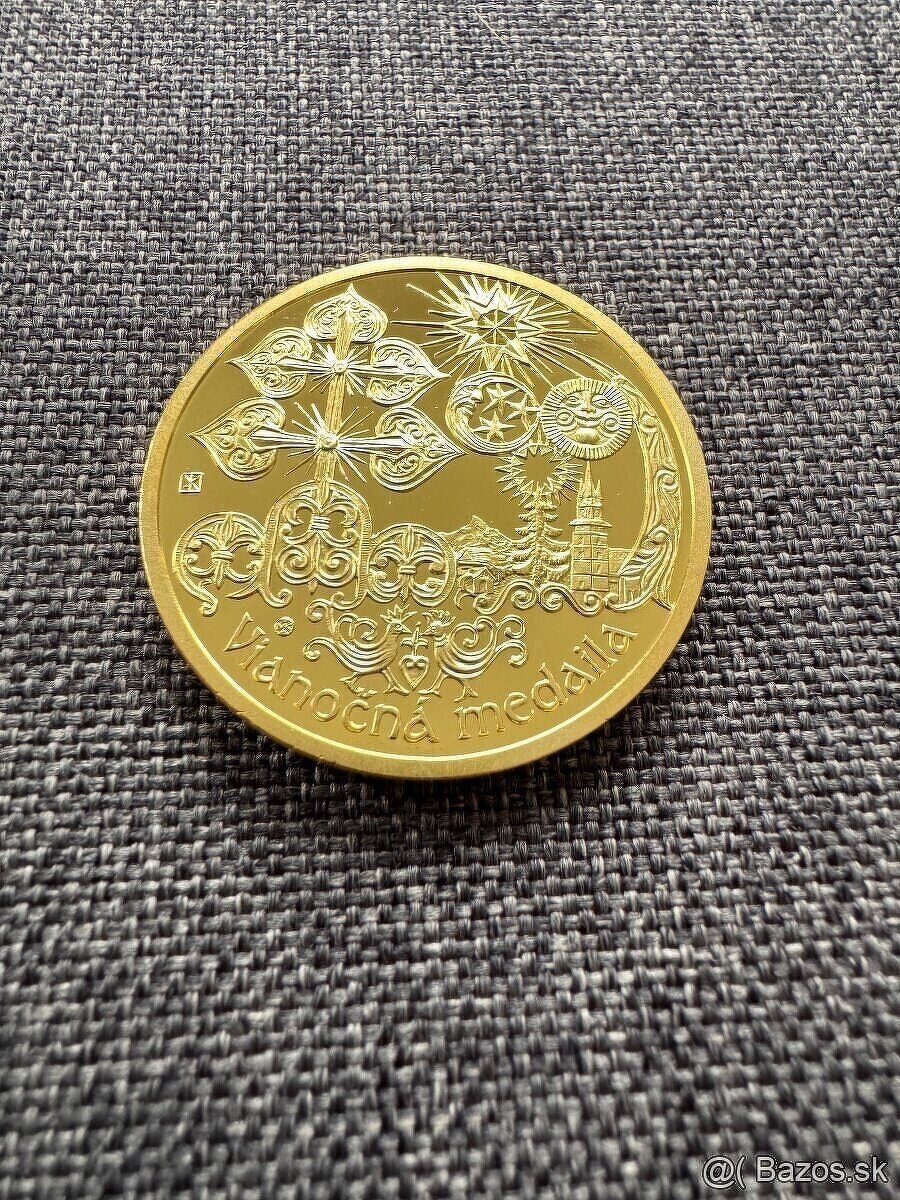 Medaila mosadzná pozlátená - Vianočná medaila v kapsli 19 g - 3