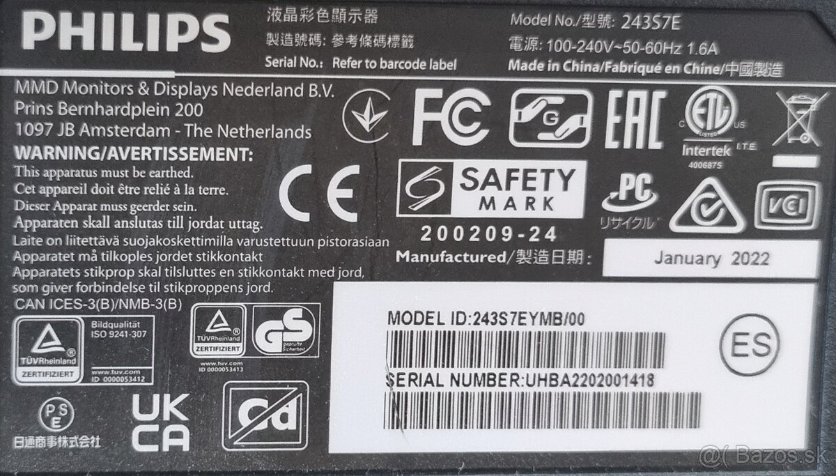 Predám monitor: Philips 243S7E - 3