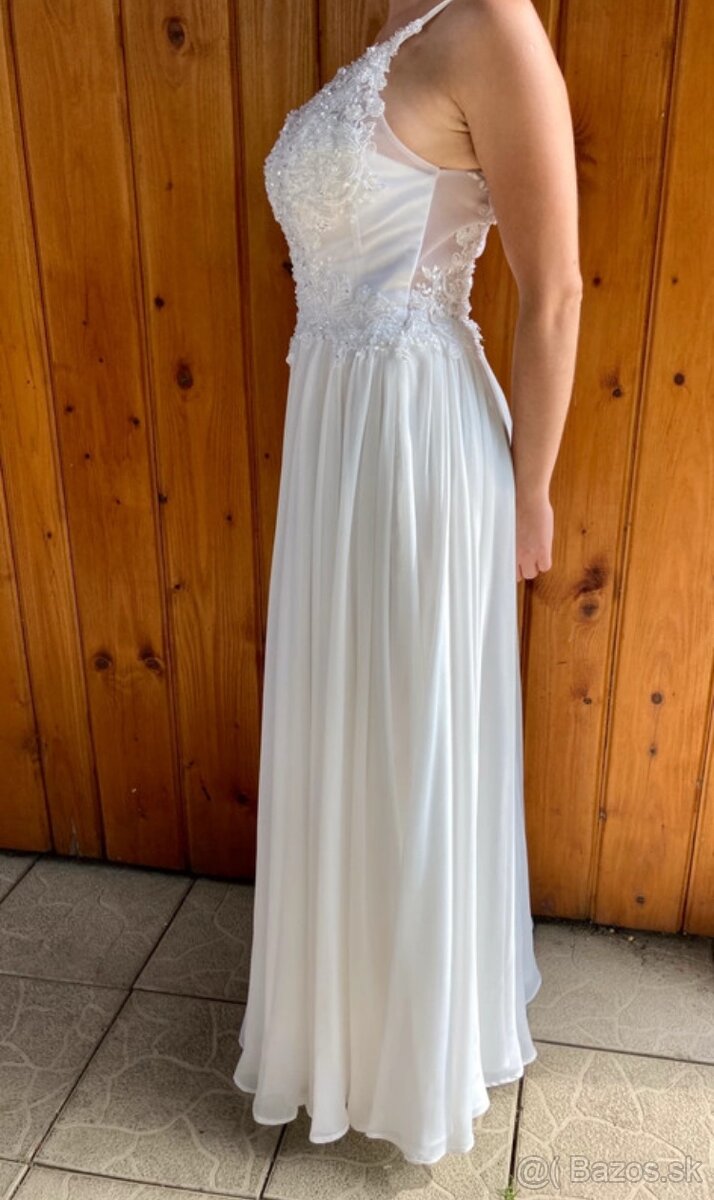 Biele spoločenské/ svadobné/ popolnočné šaty - 3