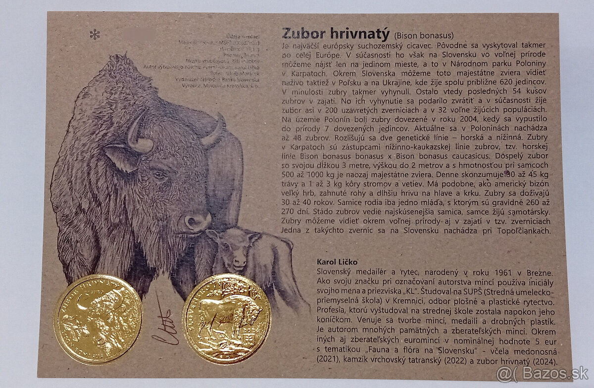 Autorská karta k 5€ minciam. - 3