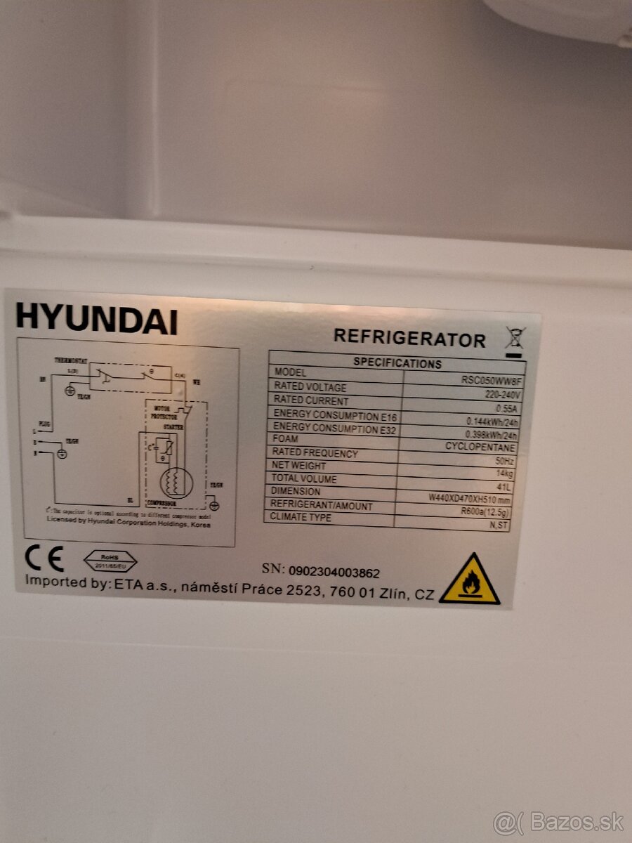 chladnička s mraziakom značka Hyundaj. - 3