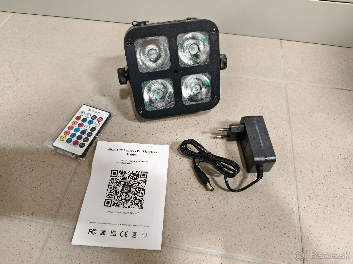 LED PAR Light 4x40 W RGBW A UV na Bateriu - 3