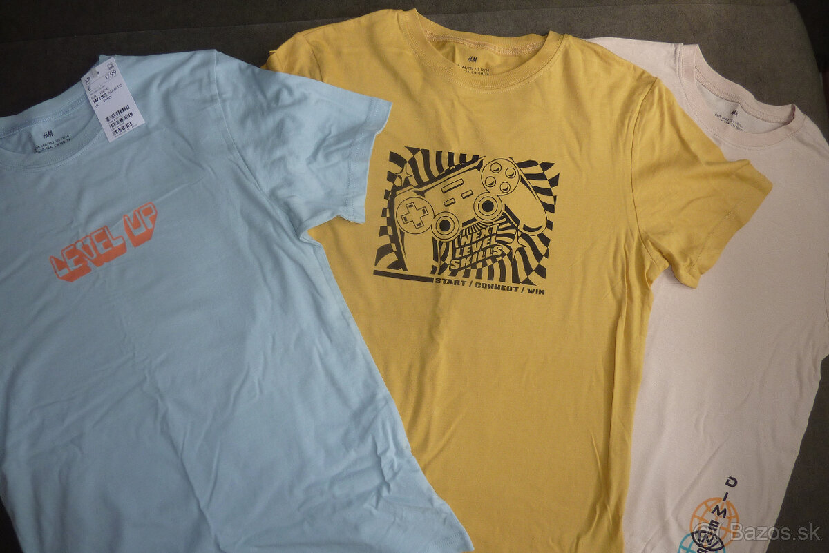 SET 3 ks tričiek značka HM, v.146/152, 100% bavlna, NOVÉ - 3