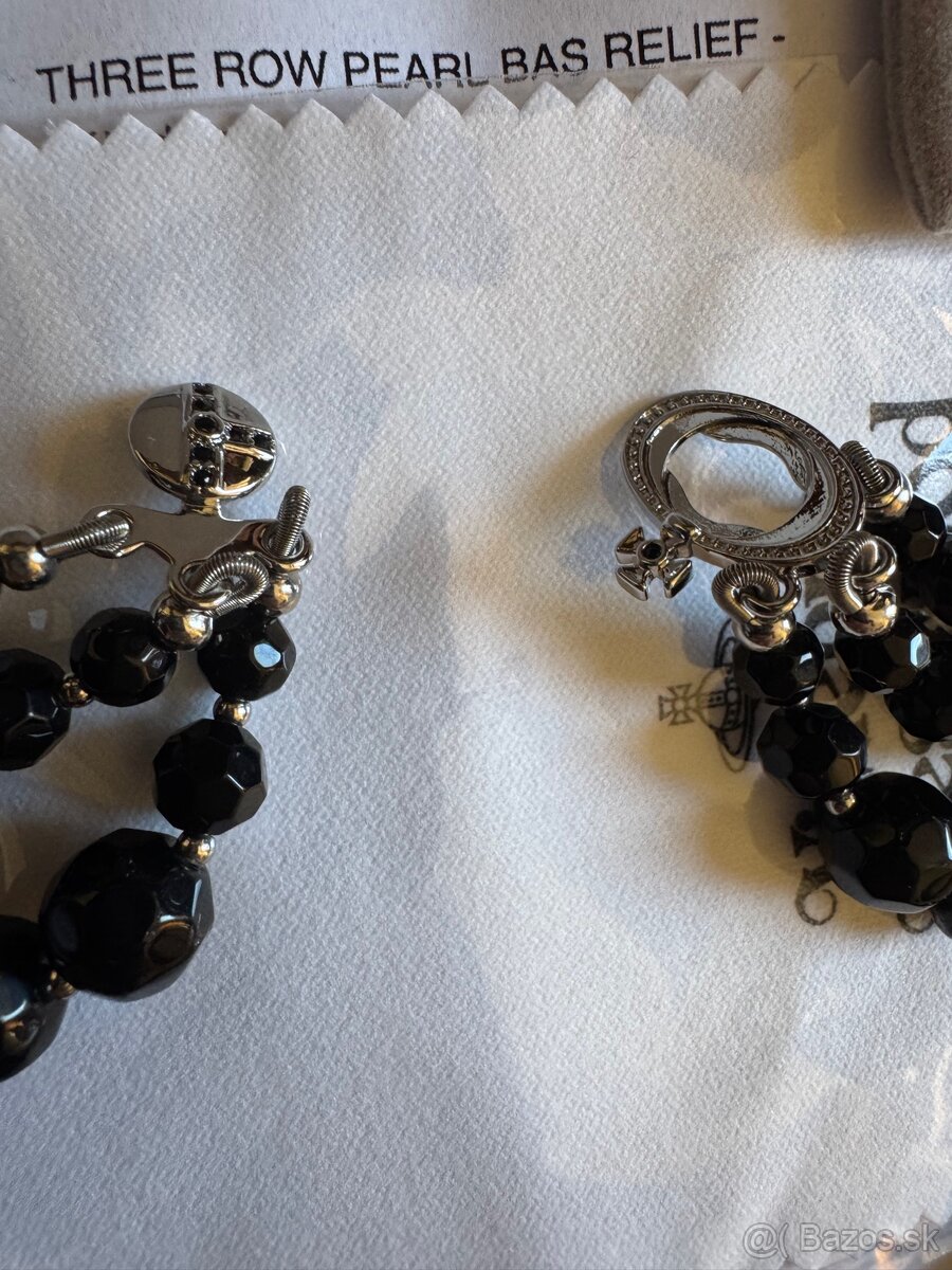 Vivienne Westwood velký čierny perlový choker náhrdelník - 3