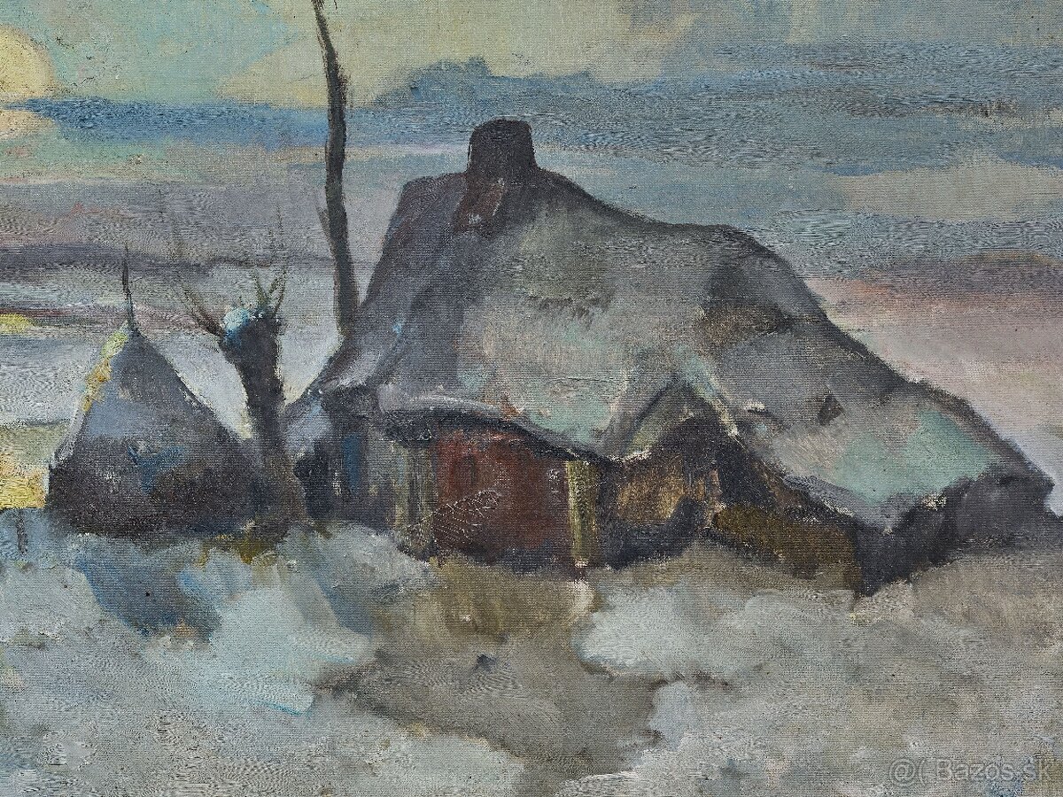 Zimná krajina s chalúpkou - 3