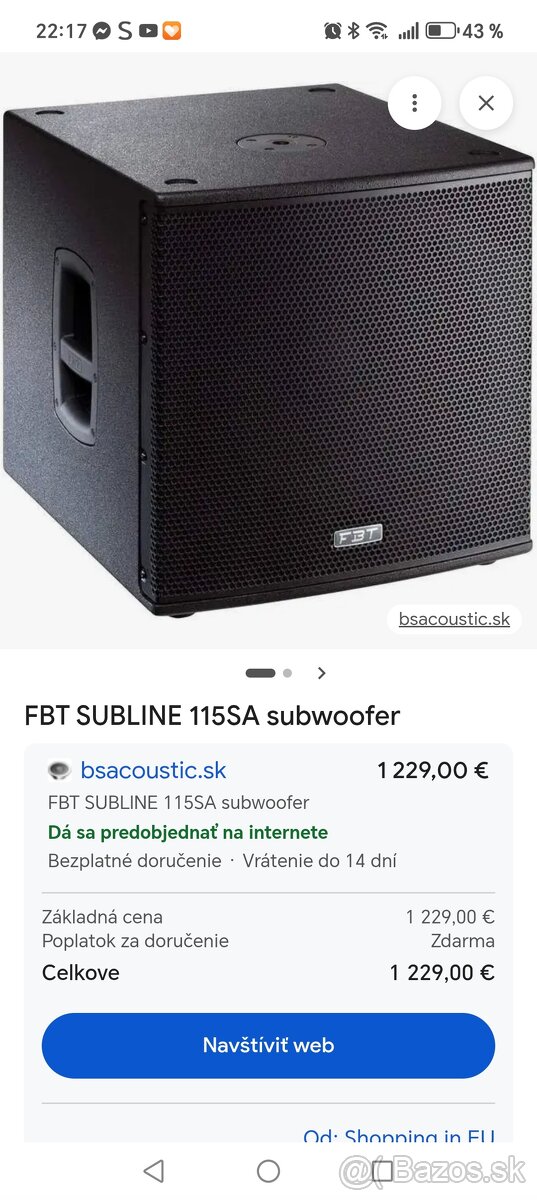 FBT Subline 115 SA Aktívne subwoofery - 3