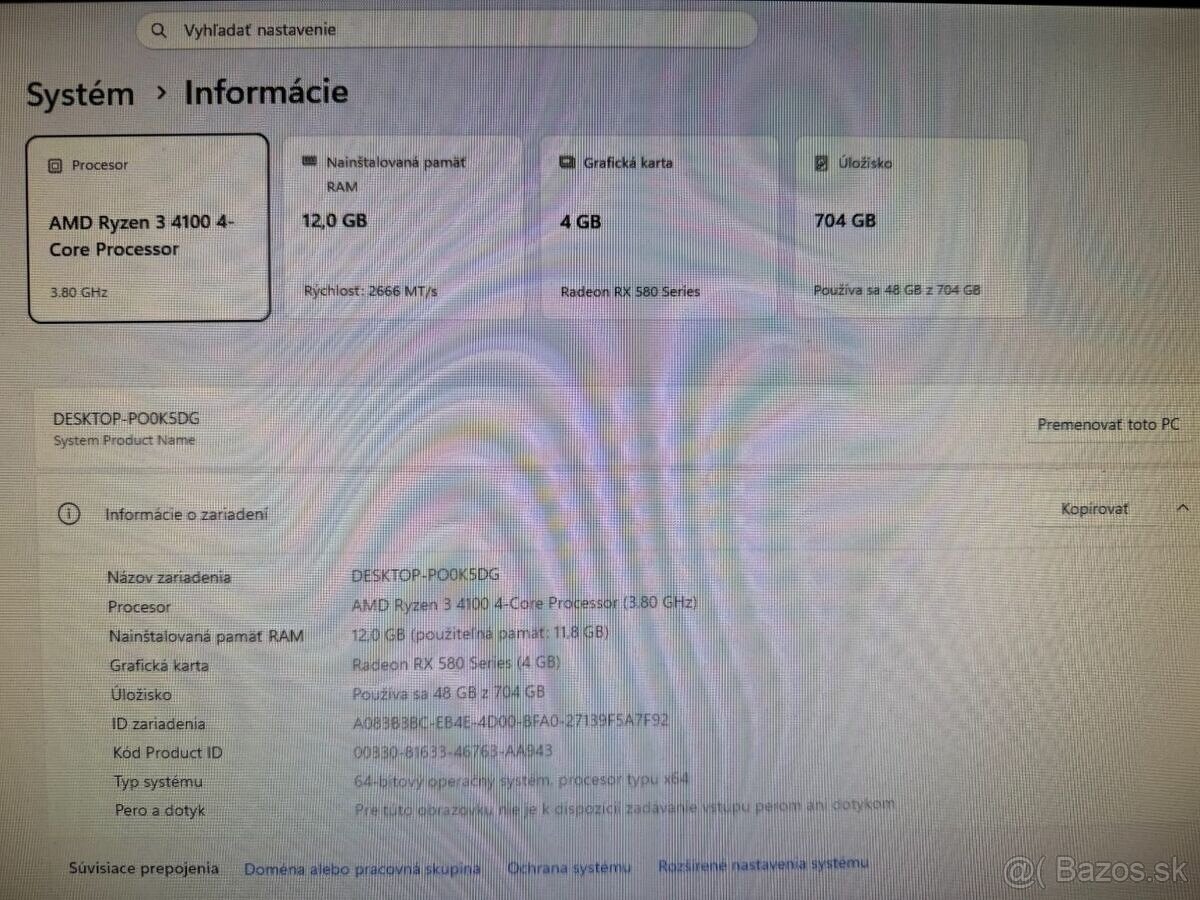 Herný počítač Ryzen 3 4100 / RX 580 4GB / 12GB / SSD+HDD - 3