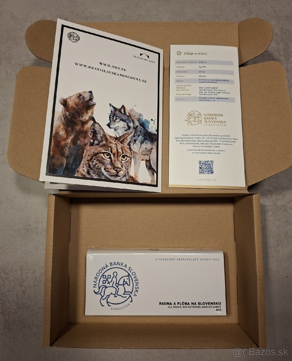 Strieborné mince - Fauna a Flóra na Slovensku + Pamätný list - 3