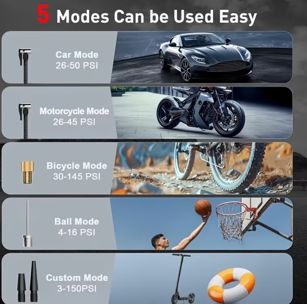 Auto kompresor nabíjací výkonný 150psi (10.34 bar) - 3