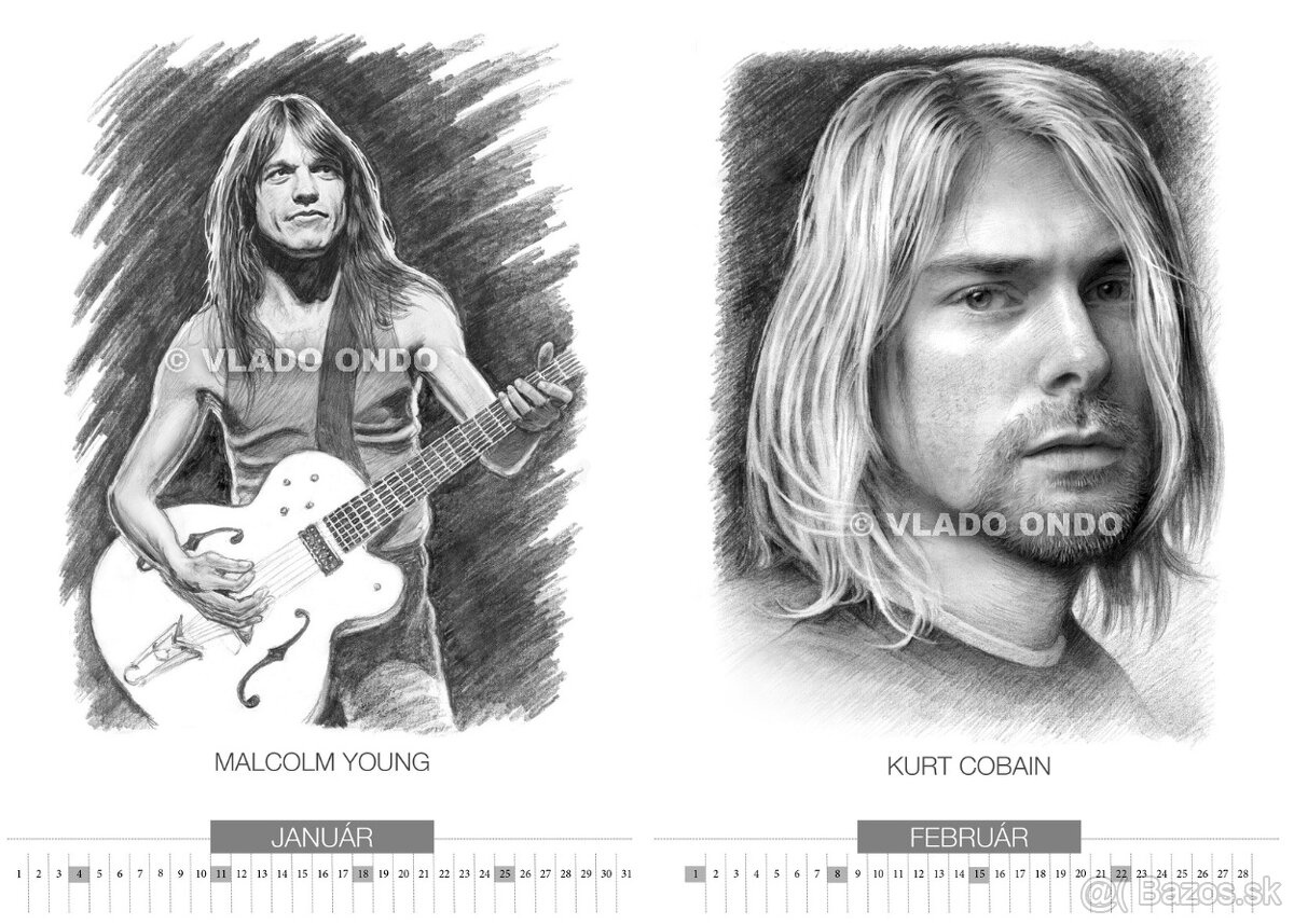 unikátny kreslený kalendár portrétov Hard and Heavy 26 - 3