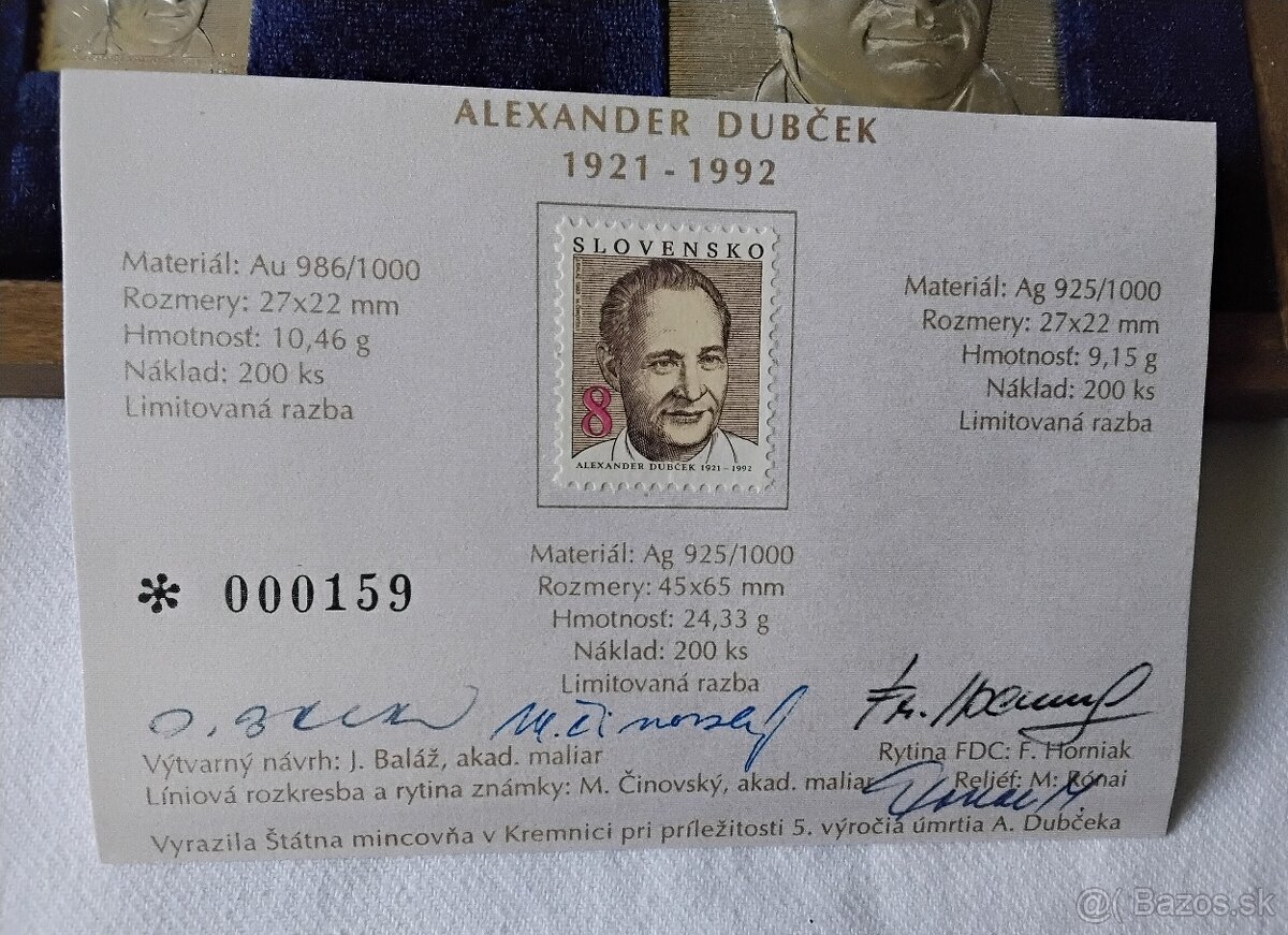 Plaketa a znamka , striebro AG, Dubček - 3