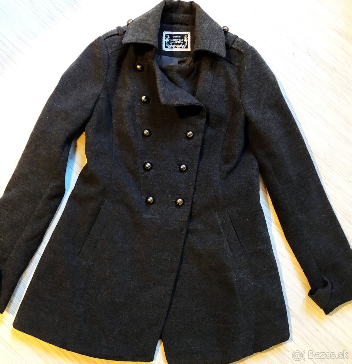 KRÁSNY ANTRACITOVÝ JESENNY/ZIMNÝ KABÁT č.40 ako nový - 3