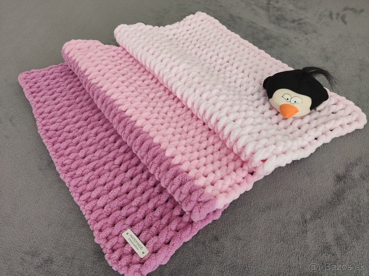 Pletená detská deka ružová - 3