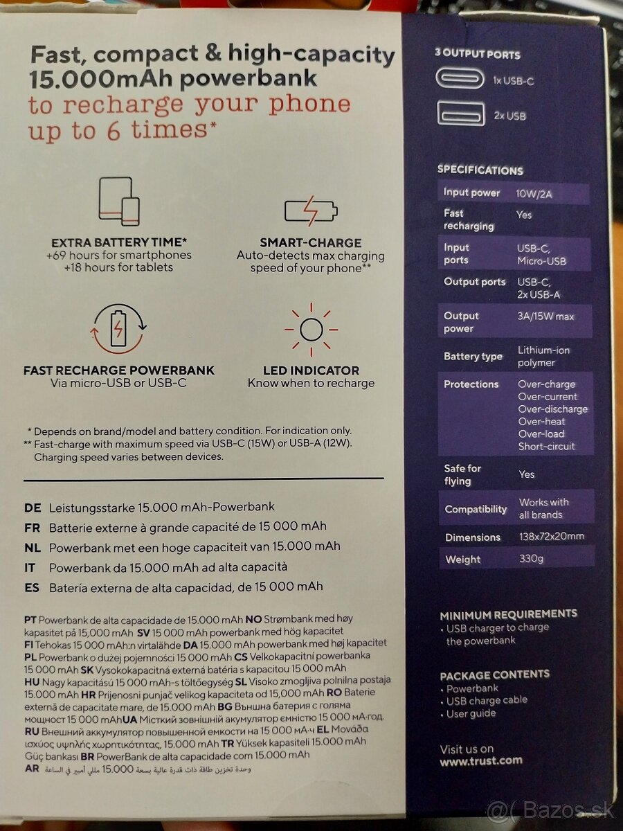 Powerbanka TRUST 15000 mAh - 3