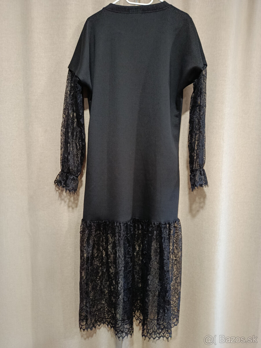 Čierne dlhé šaty s čipkou - 3