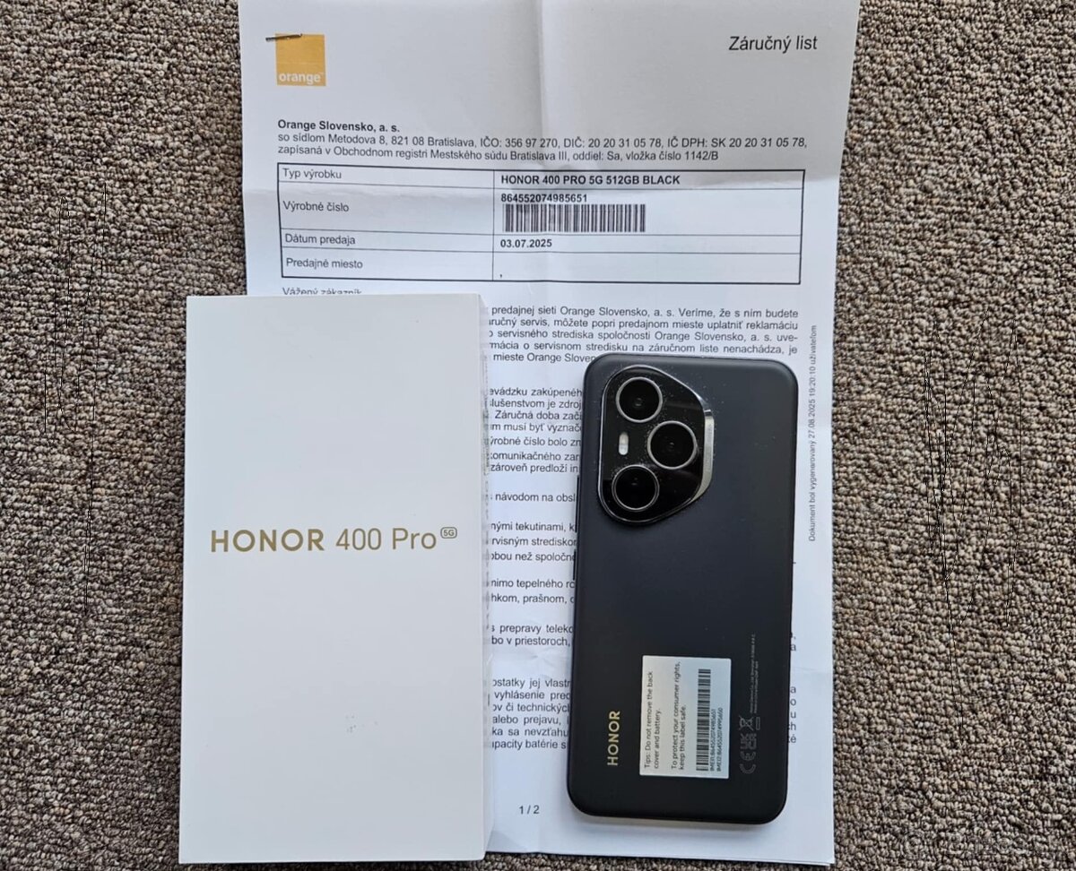 Honor 400 Pro 12GB / 512GB, cierny , top , zaruka , kryt - 3