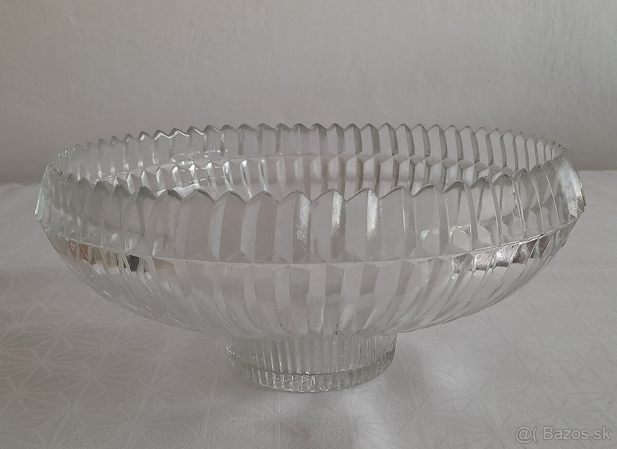 Misa na ovocie, retro brúsený košík, svietnik, solnička - 3