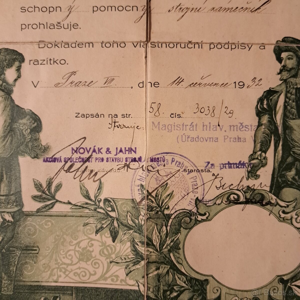 Starožitný litografický výučný list zámečník - 3