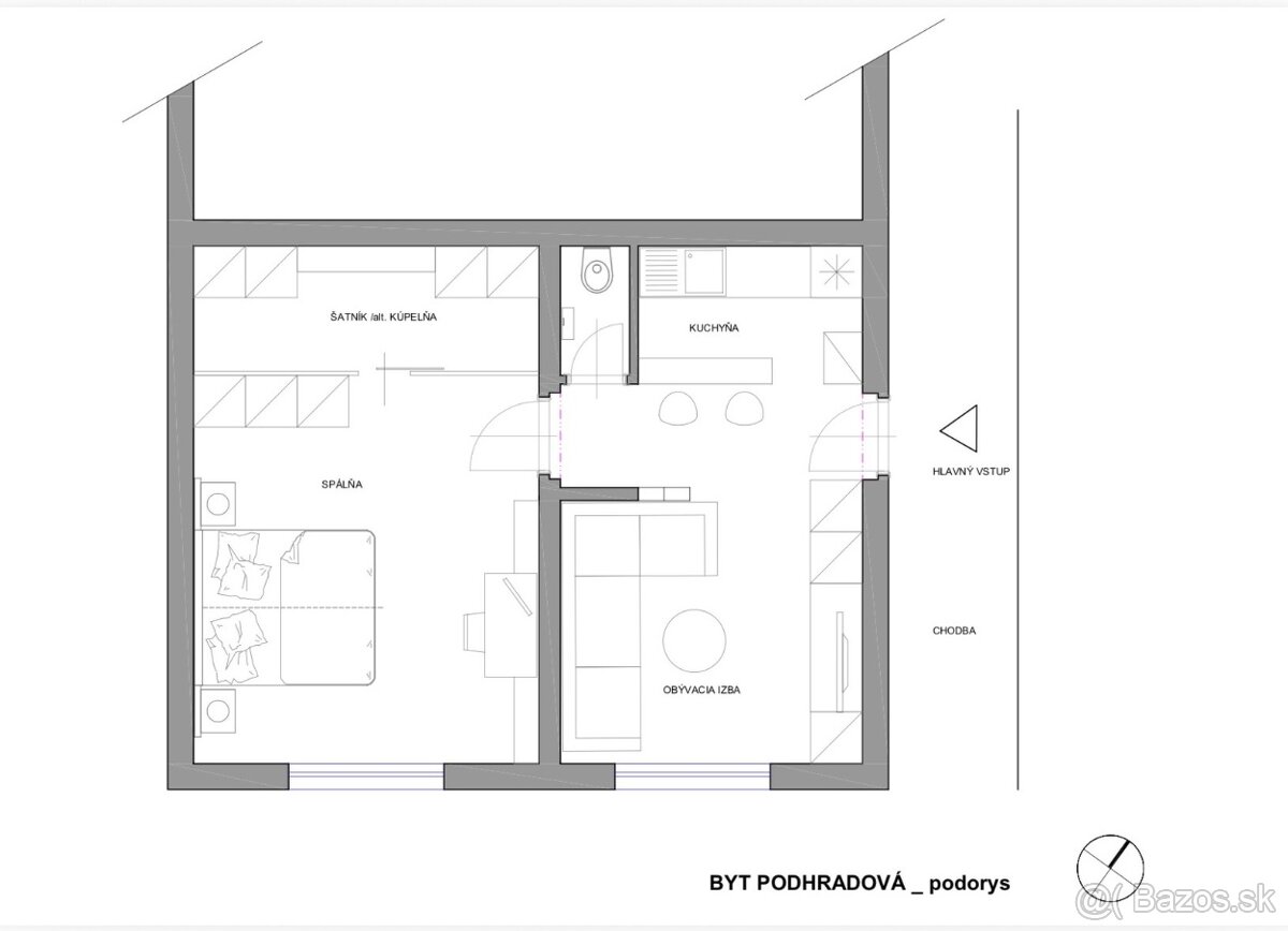 na predaj 1izbový byt na Podhradovej, Košice - 3