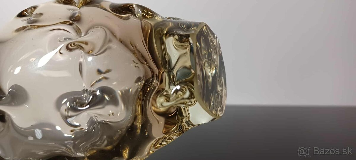 Váza z hutného citrínového skla návrh Klinger - 3